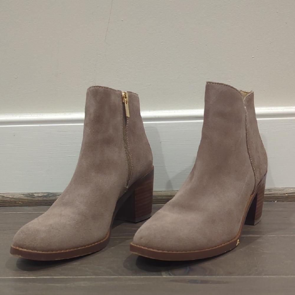 Land's End Suede Leather Taupe Ankle Boots